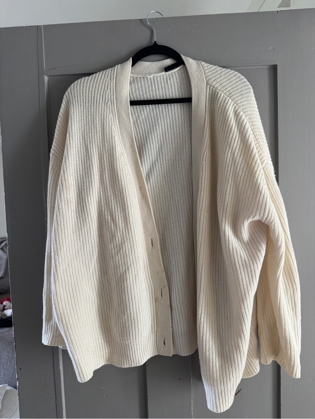 Jenni Kayne Cream Ribbed Open Cardigan
